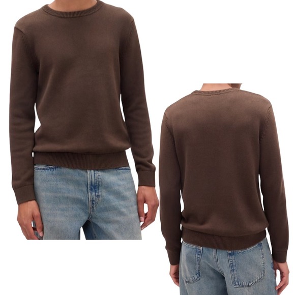 GAP Other - Gap Men's Long Sleeve Waffle Knit Crew Neck Shirt Sz L Woodsy Brown Classic Tee